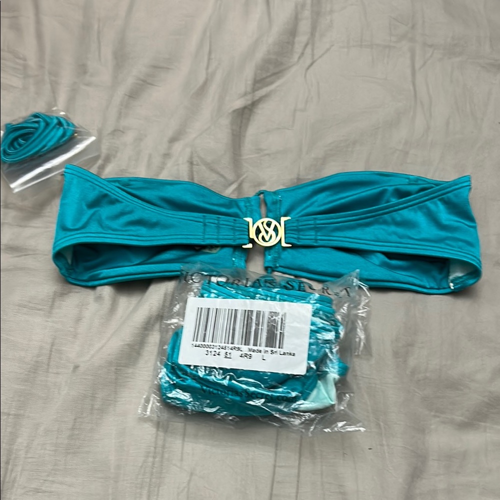 Turquoise Bikini Top with Gold Accent